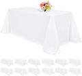 12 Pack White Tablecloths for 8ft Rectangle Tables 90 x 132 Inch - Polyester Table Cover Stain and Wrinkle Resistant Washable Fabric Table Clothes for Wedding Party Banquet Reception Restaurant