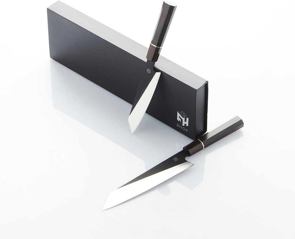 Frank Haasnoot Chef's Knives | Japanese Chef Knife Set | 8.7 & 6 Inch | Best 2-Piece Kitchen Knife | Chef Knife & Paring Knife | Stainless Steel | Wooden Handle | With Packaging | Professional Cooking