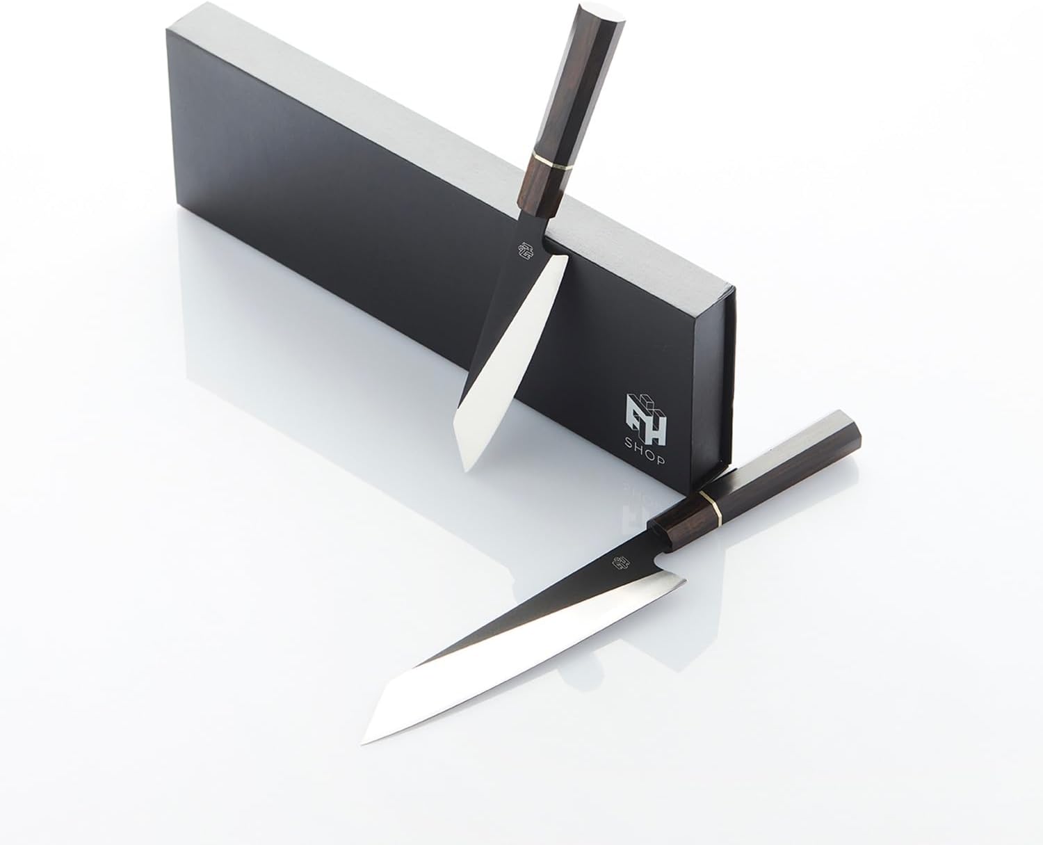 Frank Haasnoot Chef's Knives | Japanese Chef Knife Set | 8.7 & 6 Inch | Best 2-Piece Kitchen Knife | Chef Knife & Paring Knife | Stainless Steel | Wooden Handle | With Packaging | Professional Cooking