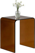 Clear Acrylic End Table with Rounded Edges,18' H Small Side Table,Acrylic Side Table for Living Room, Night Stands for Bedrooms,Modern Occasional Tables (12' D x 16' W x 18' H) (Black Brown)