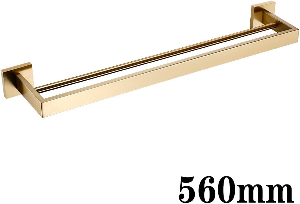 Brushed Gold Bathroom Accessories Set Toilet Brush Holder Toilet Paper Holder Towel Bar Rail Rack Hanger Hook Soap Dish Hardware,Double Towel Bar 560