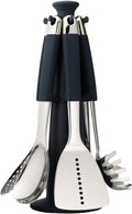 Kitchen Utensils Set, 6 PCS Stainless Steel Kitchen Utensils Set with 360° Rotating Stand, 520°F Heat Resistant Cooking Gadgets