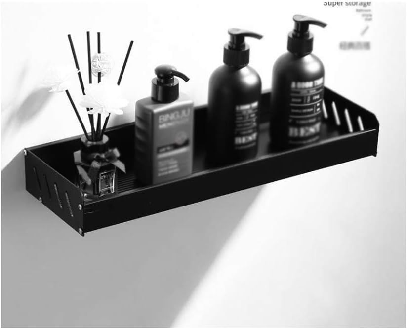 FMURY Bathroom Shelf Bath Shower Shelf Aluminum Black Bathroom Corner Shelf Wall Mounted Black Aluminum Kitchen Storage Holder(50cm)