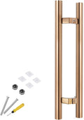 Large Heavy Duty Barn Door Pull Handle Exterior Entry Glass Door Handle Bar with Screws Kit Rust Resistance Easy to Install (Black Long 80cm/31.5 inch) (Rose Gold Long 80cm/31.5 inch)