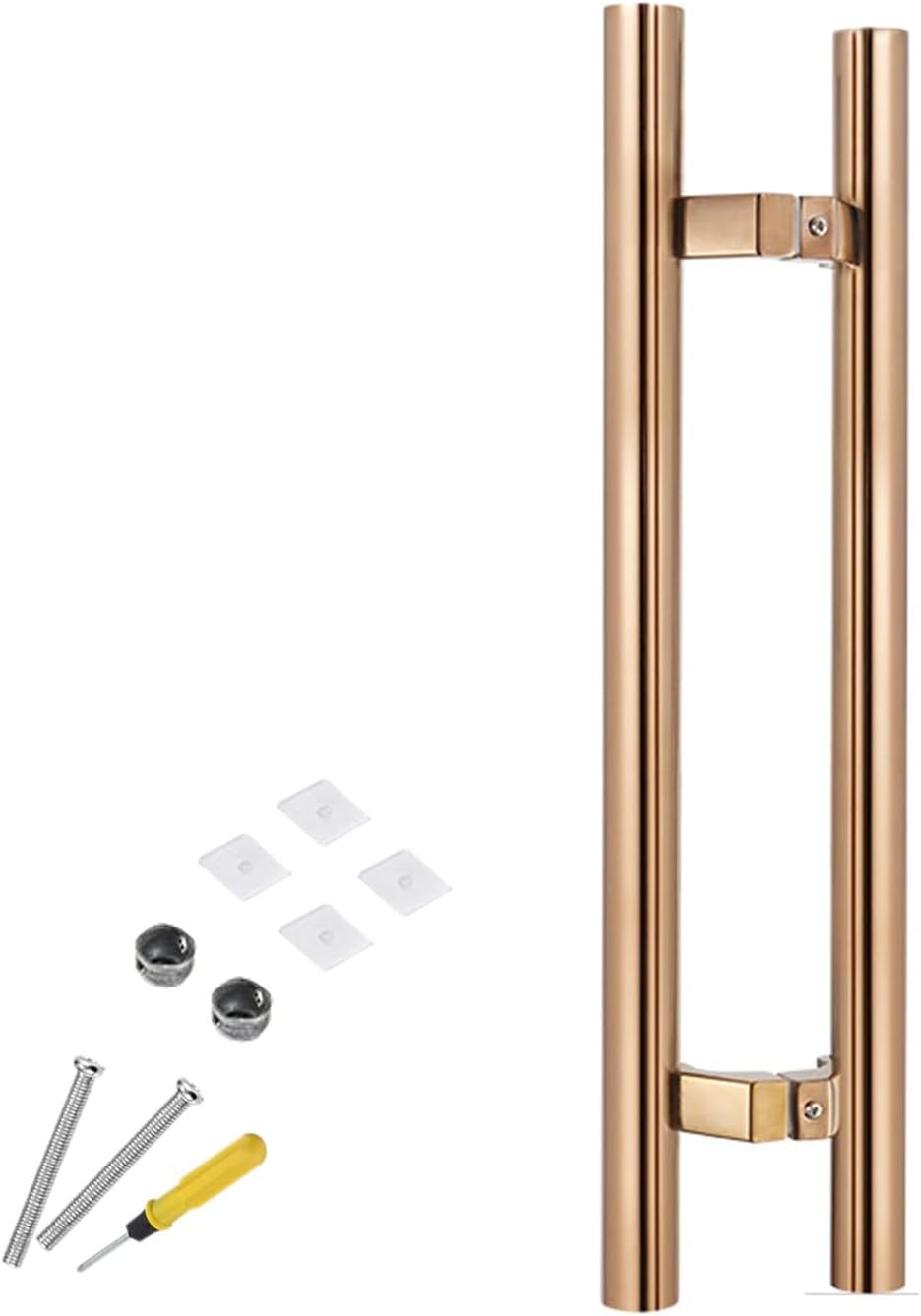 Large Heavy Duty Barn Door Pull Handle Exterior Entry Glass Door Handle Bar with Screws Kit Rust Resistance Easy to Install (Black Long 80cm/31.5 inch) (Rose Gold Long 80cm/31.5 inch)