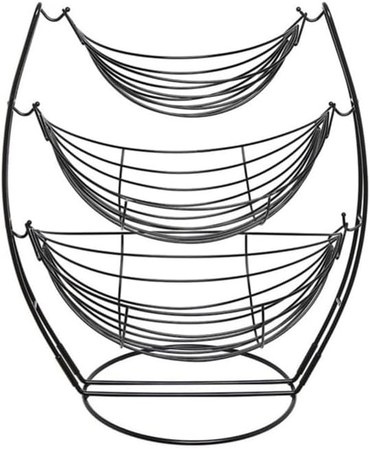 Fruit Dish, 3 Tier Fruit Basket Bowl for Kitchen Counter - Black Triple Hammock Fruit/Vegetables/Produce Metal Rack Display Stand