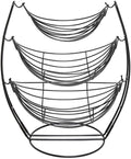 Fruit Bowl 3 Tier Fruit Basket Bowl for Kitchen Counter - Black Triple Hammock Fruit/Vegetables/Produce Metal Basket Rack Display Stand Salad Platter