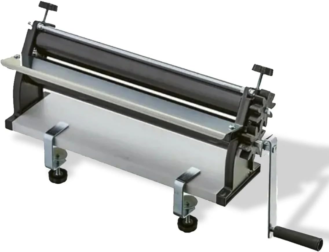 DKN Extra Large NON-STICK Pizza Dough Roller Machine with Hand Crank - Pasta Maker, fondant roller, Dough Sheeter Features Thickness Control and a large feeder - Solid Steel and Aluminum Construction