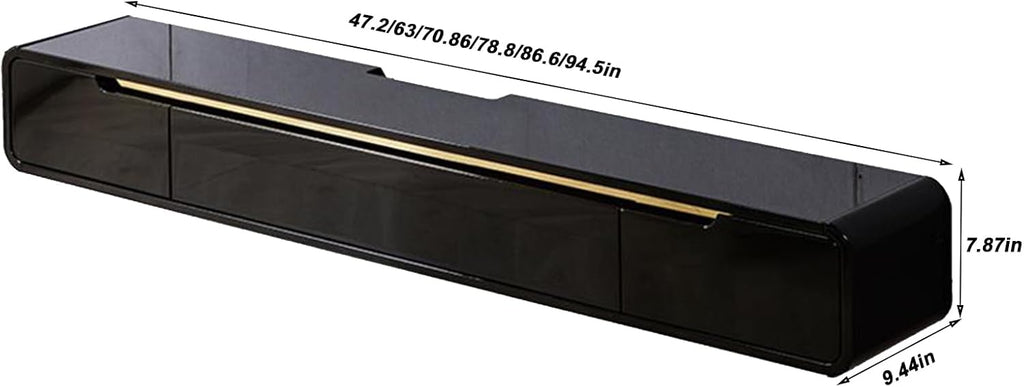 Solid Wood Floating TV Stand Wall Mounted, Black, 47.2' Wall Mounted Entertainment Center Console, Hanging tv Media Shelf for Living Room, Bedroom (DSGBLACK-A, 47.2IN)