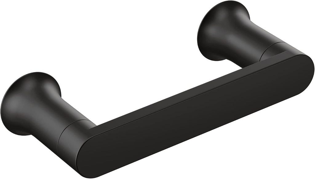 Moen Genta Modern 24-Inch Single Kitchen or Bathroom -Towel Bar, 6.8-Inch Hand -Towel Bar, Single Robe or -Towel Hook, and Double Post Pivoting Toilet Paper Holder, Matte Black