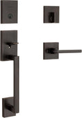 Kwikset San Clemente Front Door Lock Handle and Deadbolt Set, Entry Door Handleset Exterior with Interior Reversible Lever, Venetian Bronze, Pick Resistant SmartKey Rekey Deadbolt Security