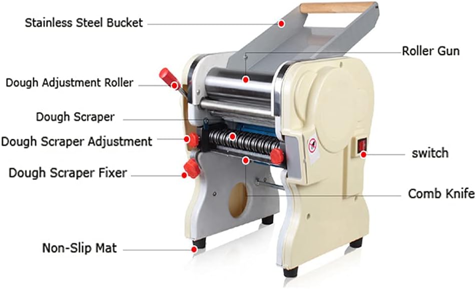 Techtongda Stainless Steel Electric Pasta Press Maker Noodle Machine Home Commercial 110v (3mm and 9mm wide knife #020344)