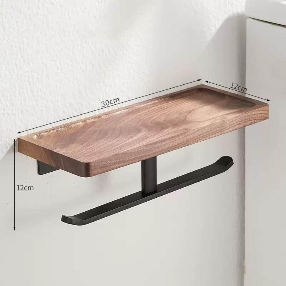 Wood Black Bathroom Hardware Set Towel Rack Toilet Paper Holder Towel Bar Bathroom Shelf Bathroom Accessories,Double Paper Holder