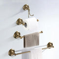 Solid Brass Bathroom Accessories Set,Robe Hook,Paper Holder,Towel Bar,Soap Basket,Bathroom Sets,Antique Brass,2