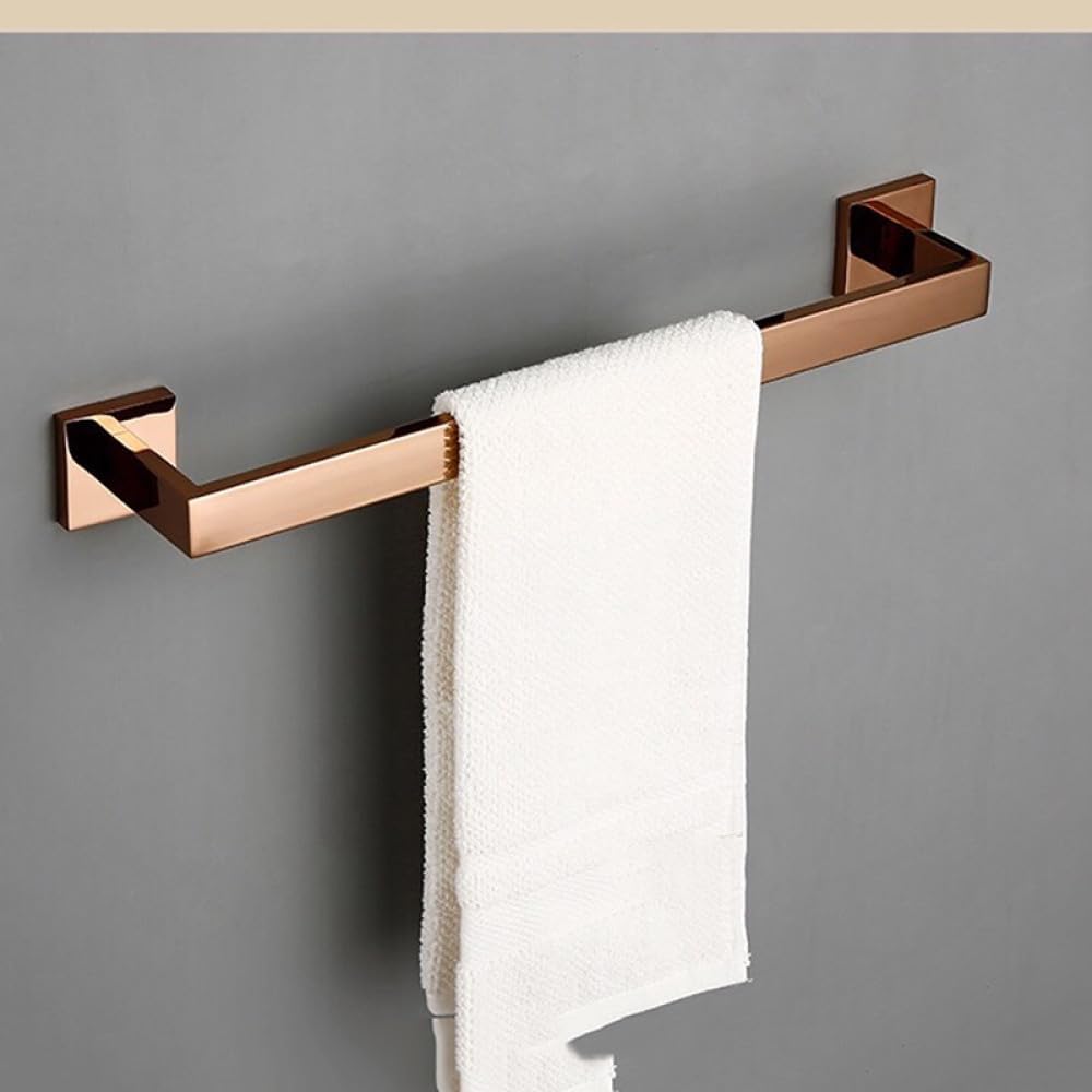 Rose Gold Stainless Steel Wall-Mounted Robe Hook Toilet Paper Holder Towel Bar Towel Ring Bathroom WC Accessories Sets,RG,Towel Bar