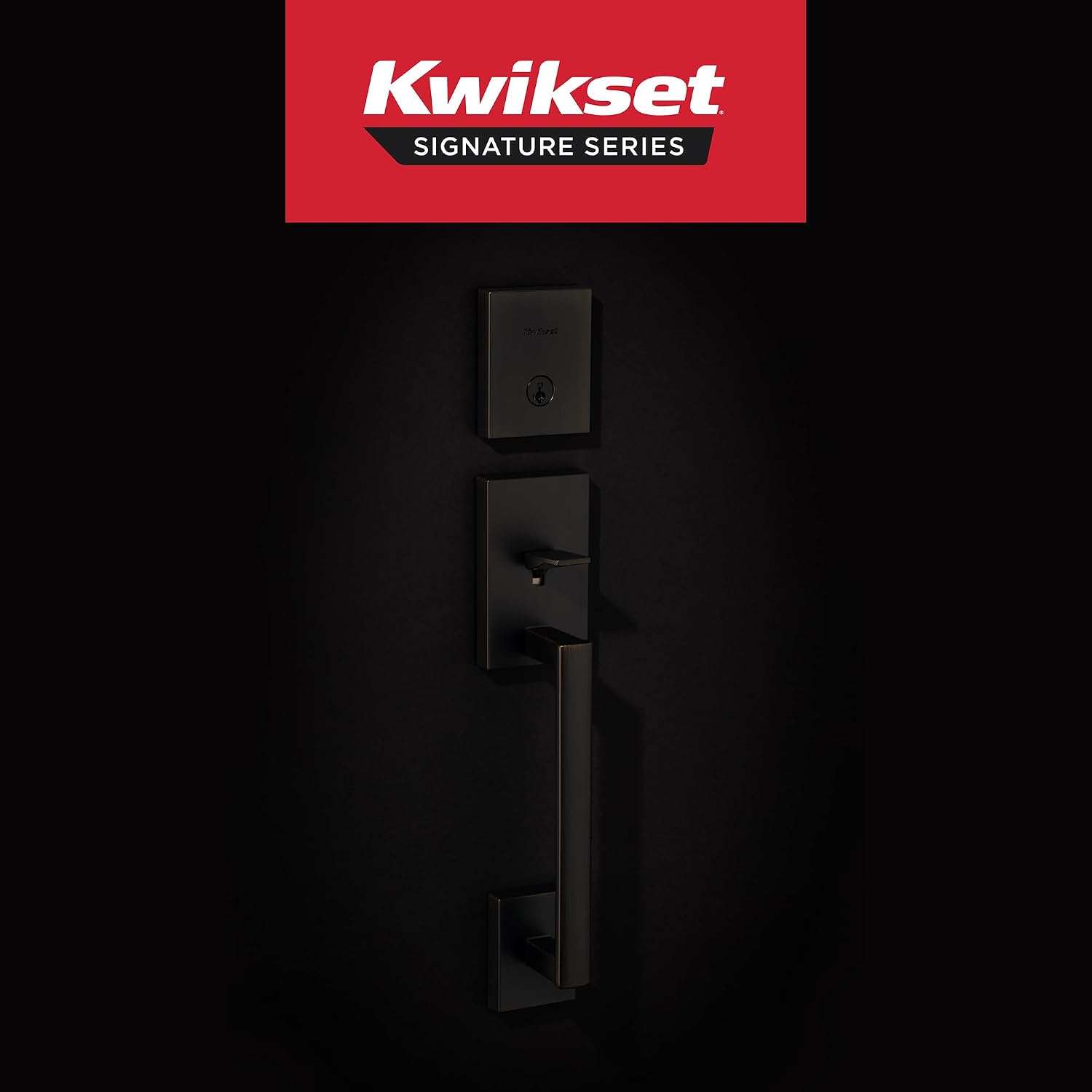 Kwikset San Clemente Front Door Lock Handle and Deadbolt Set, Entry Handleset Exterior with Interior Reversible Lever, Venetian Bronze, Pick Resistant SmartKey Rekey Deadbolt Security