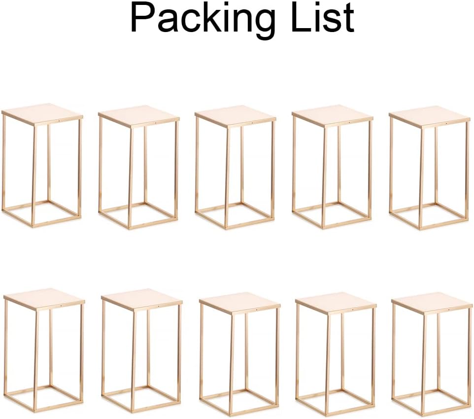 Gold Stand Wedding Centerpieces for Tables - 15.75in Tall Vases for Centerpieces, 10 Pcs Metal Column Flower Stand, Rectangular Flower Display Rack, Wedding Decorations for Table, Party, Event, Home