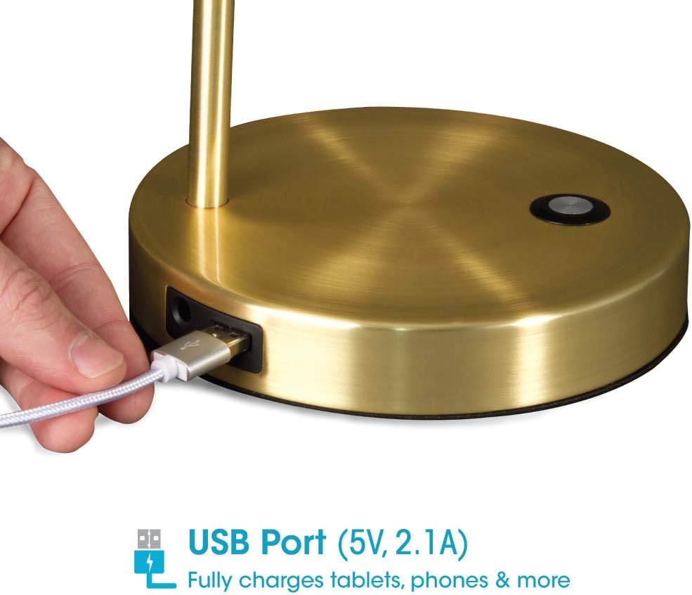 OttLite Direct LED Desk Lamp with USB Port - Modern, Adjustable, Desk Light