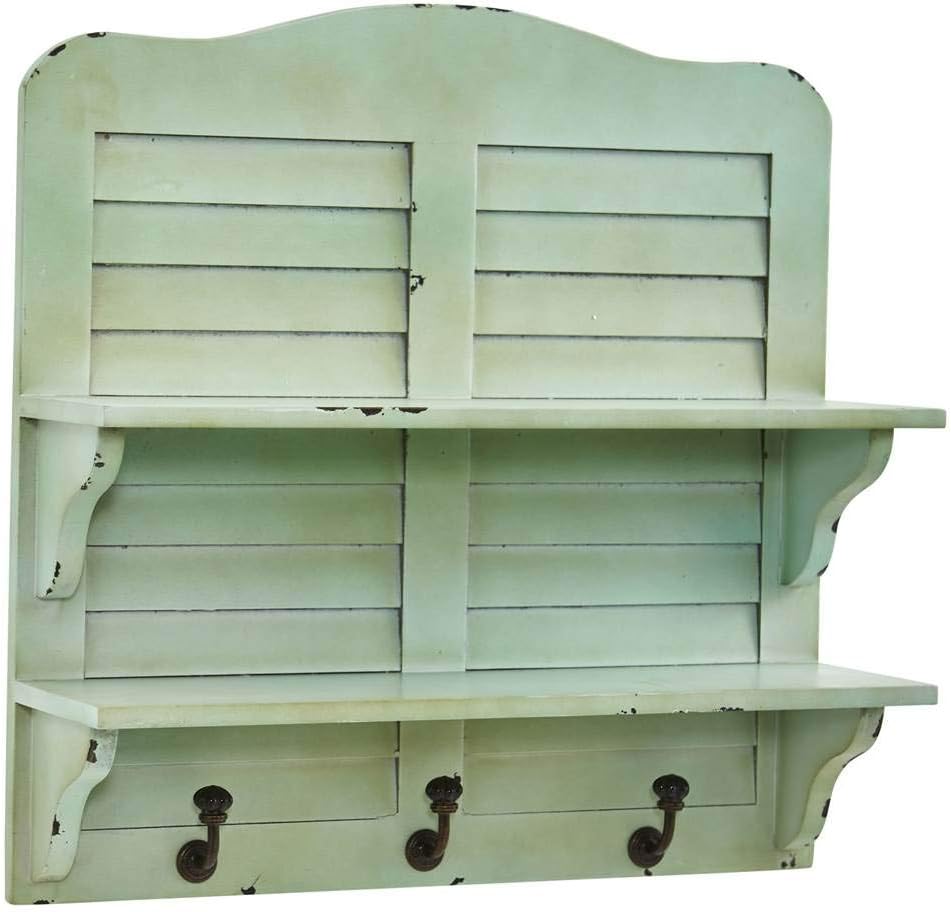 Nearly Natural 20in. Vintage Window Shutter Shelving with Hooks Wall Decor