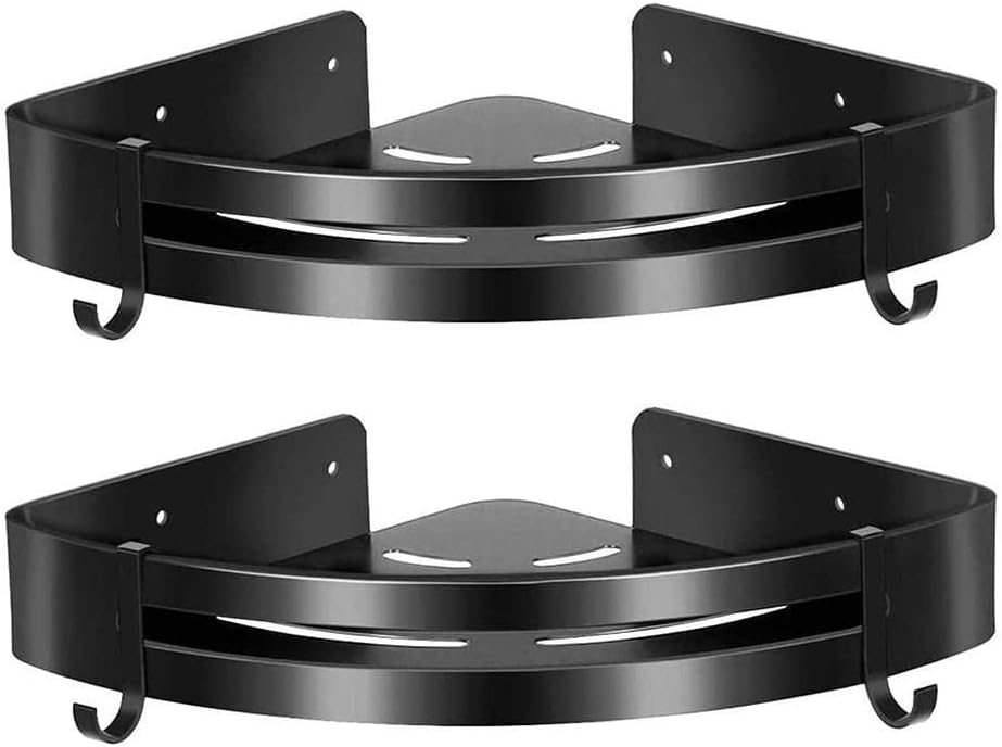 Corner Shower Caddy Bathroom Shelves, Bathroom Shelf, Triangle Towel Shower Storage Rack, Black Corner Shelves, Wall Mounted Aluminum Holder, No Drill Organizer（Black