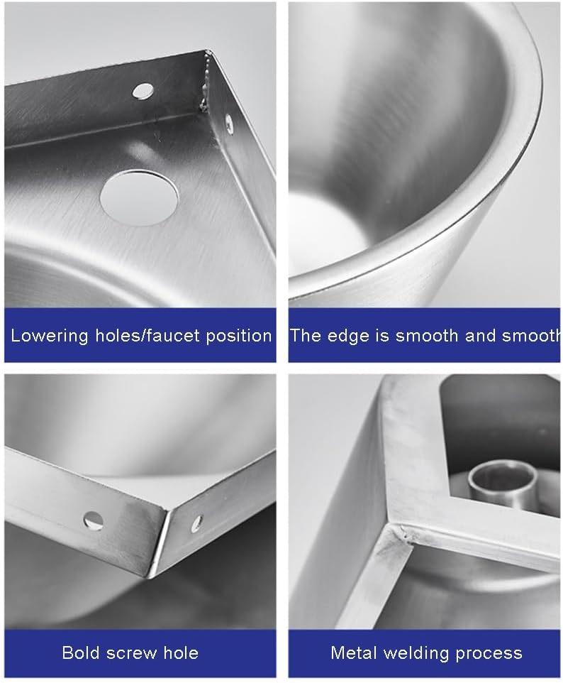 Stainless Steel Utility Sink, Wall-Mounted Single Bowl Sink, Small Triangle Wash Basin, Kitchen Washing Sink, for Restaurant, Laundry, Garage (Color : Silver-E, Size : 32.5x32.5x21cm) (Silver b 32