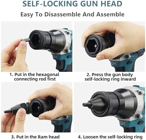 2-in-1 Cordless Portable Rivet Gun Set, Automatic Battery-Powered Pop Riveter with M3-M12 Nuts, 5200mAh Rechargeable Battery Included, Ideal for DIY & Professional Use