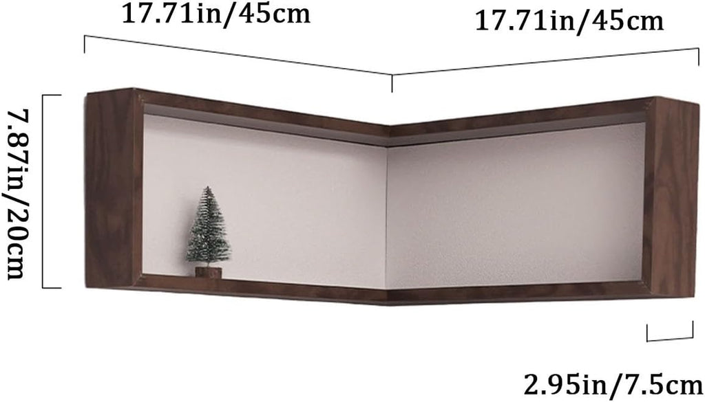 Wall Mounted Corner Shelf - Floating Shelves Save Space with Light Corner Display Shelf Stand Dustproof Storage, Heavy Duty Floating Shelves with LED Lights