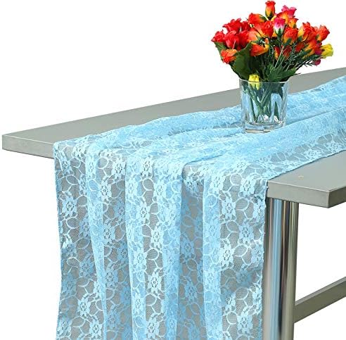 VDS Table Runner Lace Runner for Wedding Reception Party Table Decoration 27 x120 Inch (Pack of 15 Babay Blue)