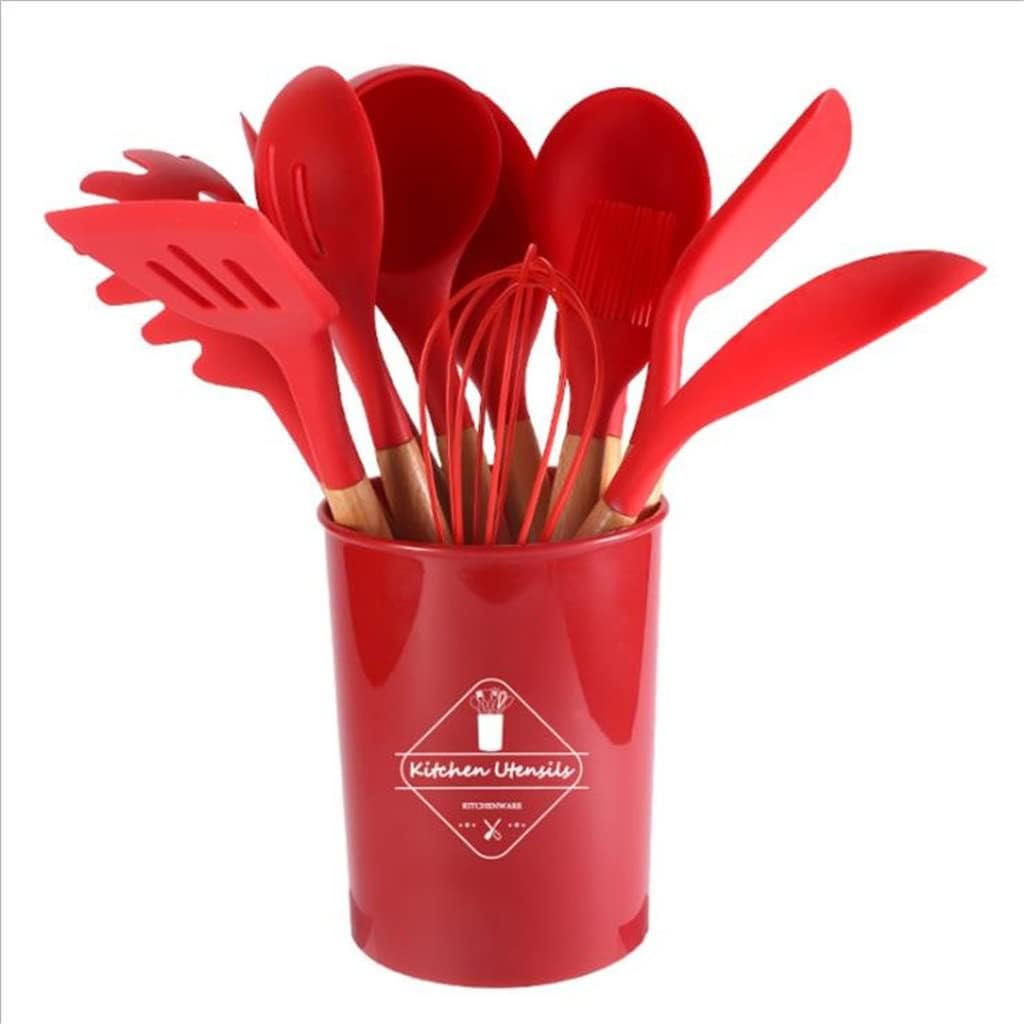 Silicone Kitchenware Cooking Utensils Set Non-stick Cookware Whisk Beaters Kitchen Cooking Tool Set(E)