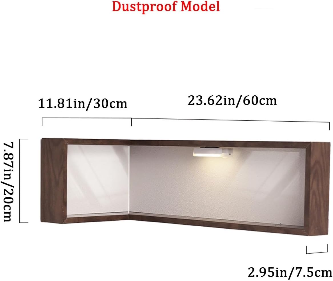 Wall Mounted Corner Shelf - Floating Shelves Save Space with Light Corner Display Shelf Stand Dustproof Storage, Heavy Duty Floating Shelves with LED Lights