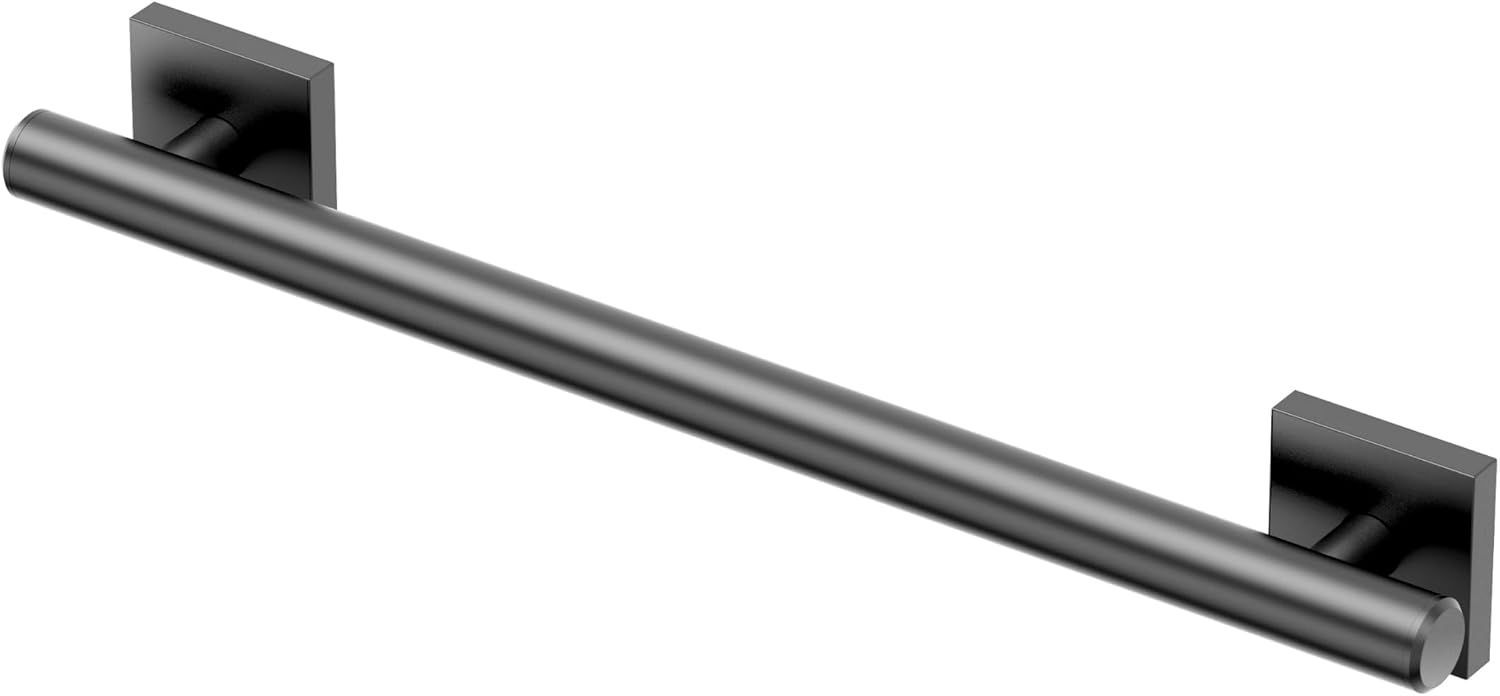 Gatco 942MX Elevate 18' L Grab Bar, Matte Black/ADA Compliant Stainless Steel Safety Grab Bar for Bathroom