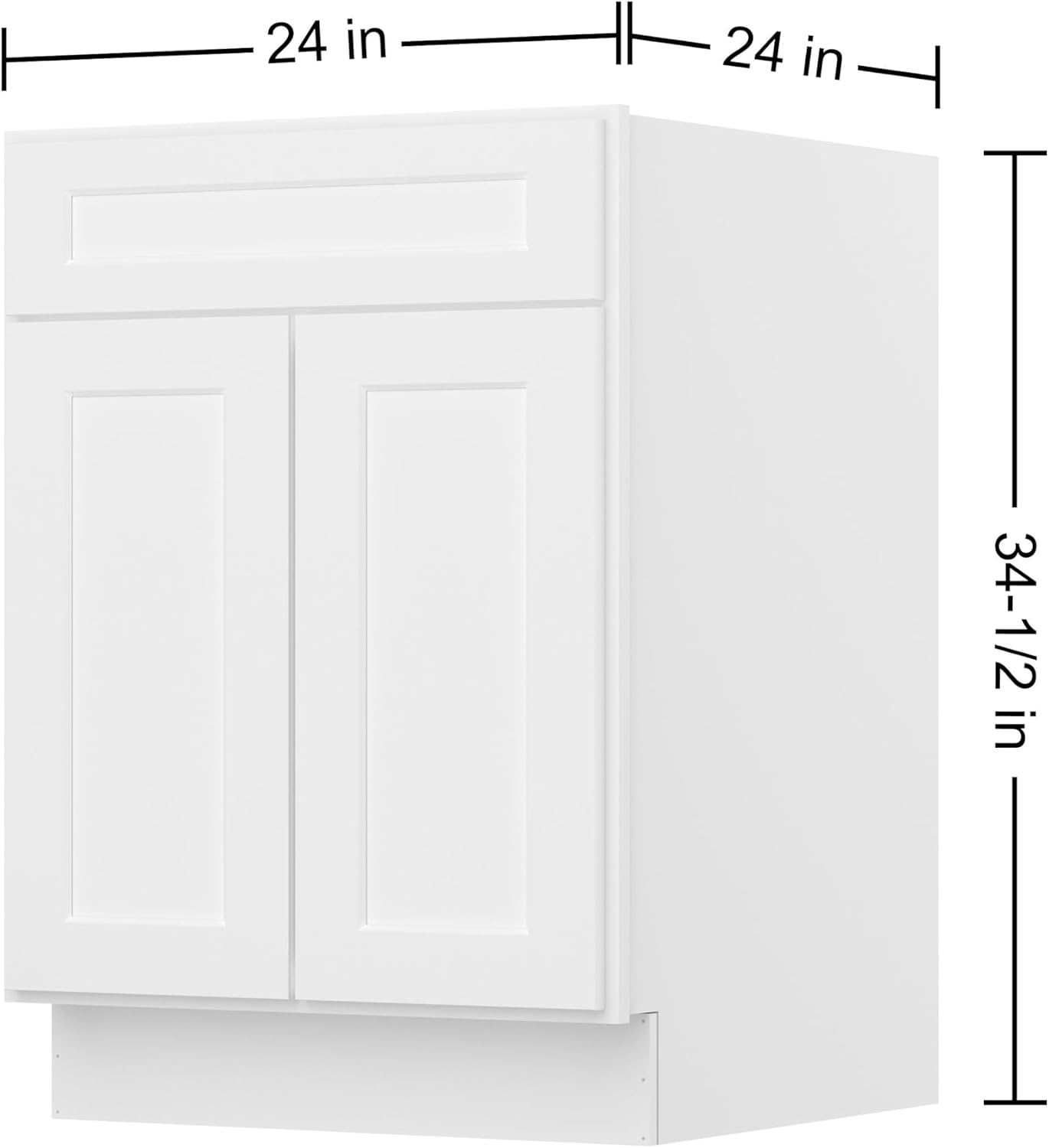 Furinno Shaker Drawer Base Kitchen Cabinet with 2-Doors, Ready to Assemble, 24 D x 24 W x 34.5 H, White