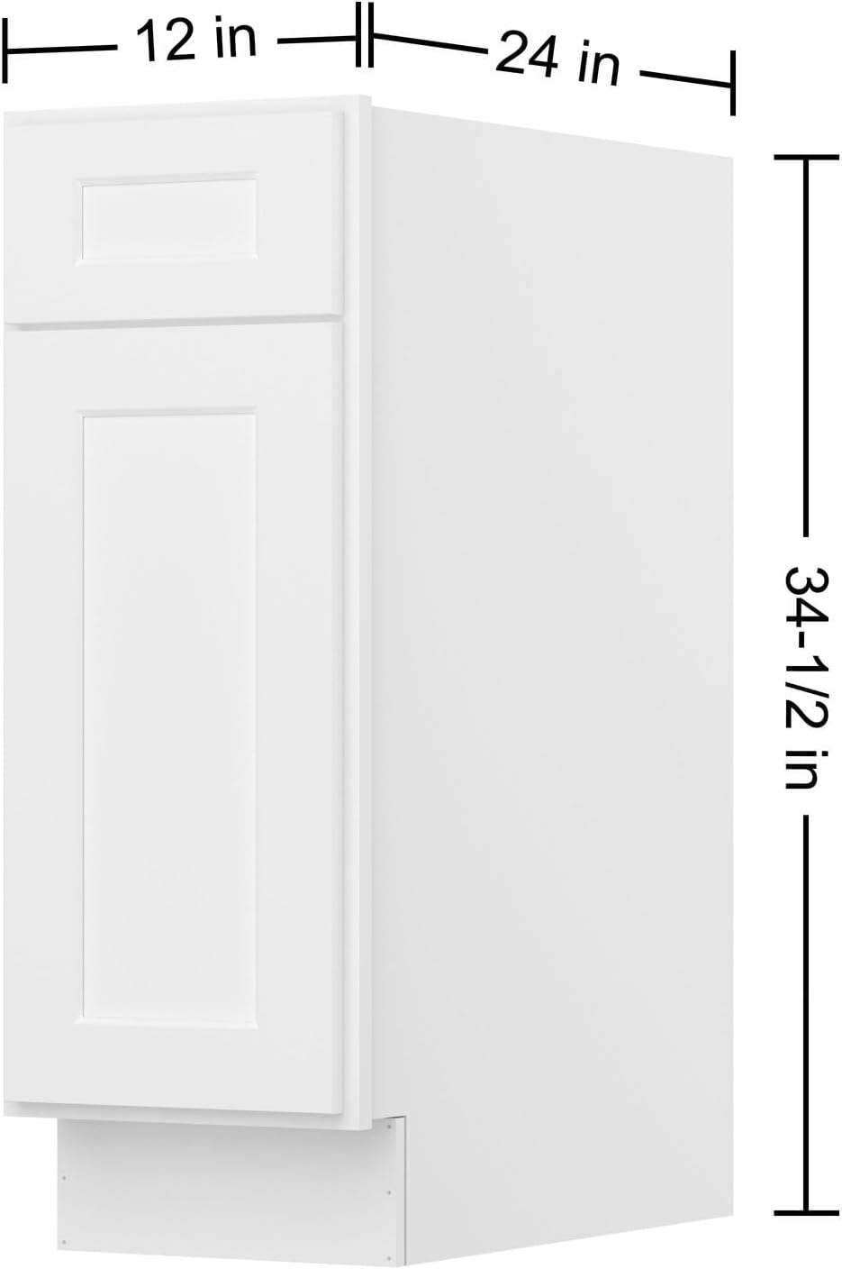 Furinno Shaker Drawer Base Kitchen Cabinet with 1-Door, Ready to Assemble, 24 D x 12 W x 34.5 H, White