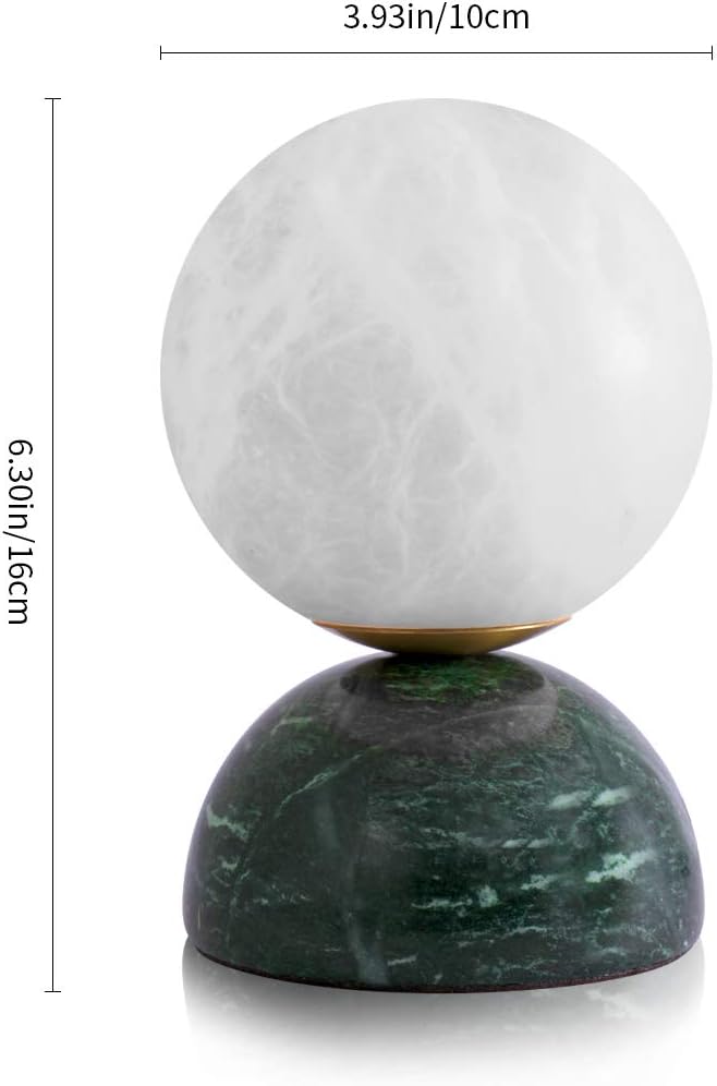 Handcrafted Natural Spanish Alabaster Stone Moon Lamp with Marble Base Elegant LED Night Light Premium Mini Table Lamp for Home, Office, and Luxury Decor