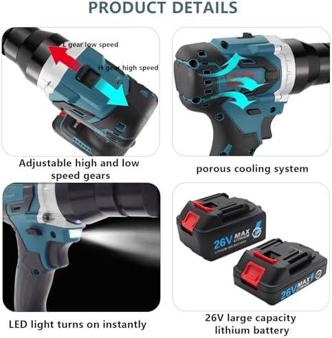 2-in-1 Cordless Portable Rivet Gun Set, Automatic Battery-Powered Pop Riveter with M3-M12 Nuts, 5200mAh Rechargeable Battery Included, Ideal for DIY & Professional Use