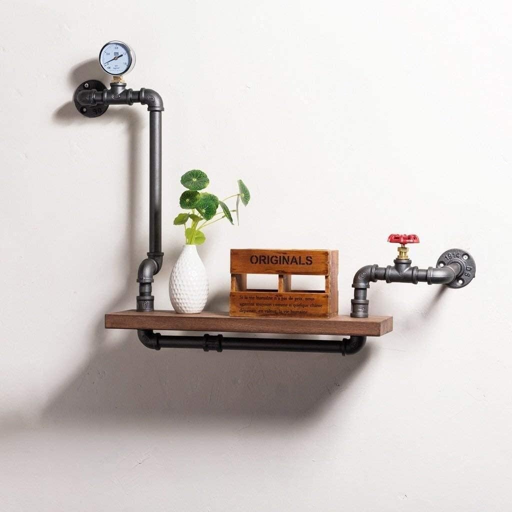 Floating Shelves for Wall Floating Shelves Rustic Corner Floating Shelves - Industrial Pipe Shelf with Towel Bar Bathroom Shelves Wall Mounted with Metal and Re