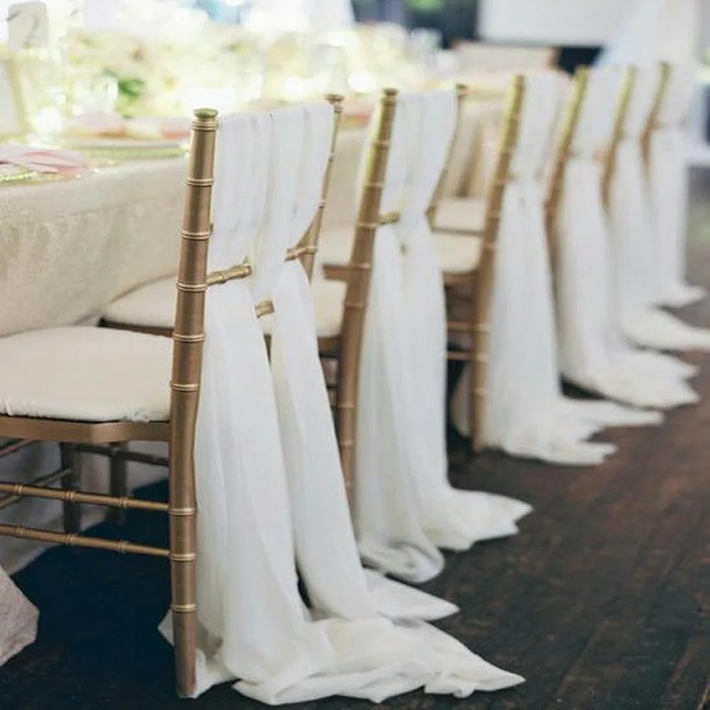 12pcs Chiffon Chair Sashes Wedding Decors 30x270cm Table Runner for Party Banquet Event Baby Shower Holiday Decor, Dusty Rose Pink,12pcs