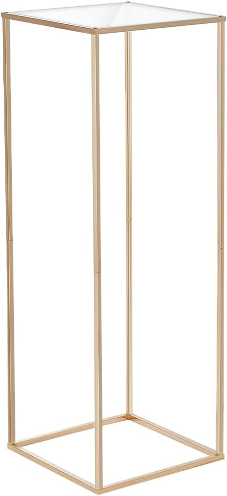 VEVOR 10PCS 31.5inch High Wedding Flower Stand, With Acrylic Laminate,Metal Vase Column Geometric Centerpiece Stands, Gold Rectangular Floral Display Rack for Events Reception, Party Decoration