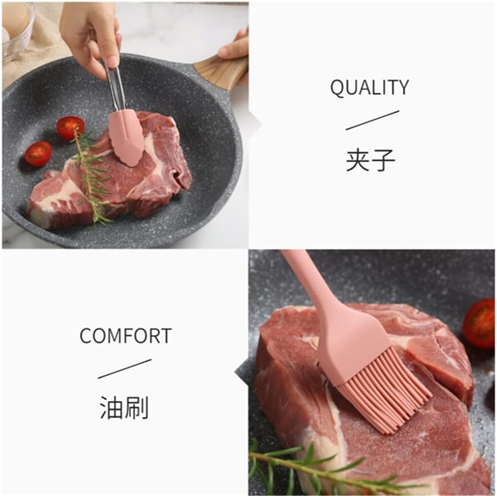 Silicone Kitchenware Non-stick Cookware Full Spatula Set Baking Cooking Utensils Oil Brush Scraper(black-JoJo's Bizarre Adventure1)