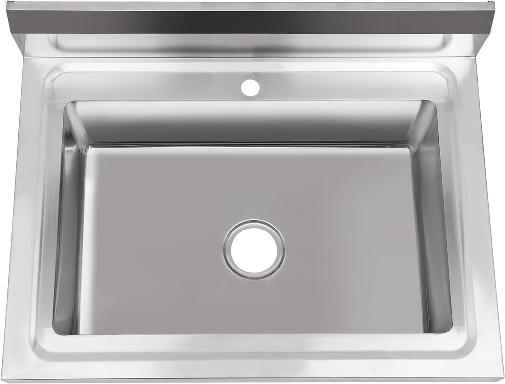 Commercial Stainless Steel Sink, Cold & Hot Water Double Basin Triple Utility Wash Sink, 360° Rotation and Double Layer Filter, Used for Garages, Laundry Room, Kitchen, Restaurant, Farm, Backyard