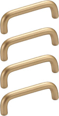 4 Pcs Gold Solid Drawer Pulls, Round Tube Shaped Cabinets Door Handles with Screws Aluminium Long Handles for Kitchen Bathroom Bedroom Storage Cabinets Black (Gold Hole