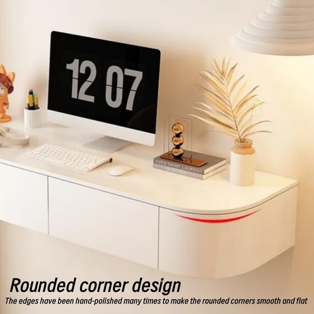 Modern White Floating Vanity, Right, 31.5 * 15.8 * 7.1in, 1 Shelf, Wall-Mounted, Rectangular, Space-Saving, Adult, Unisex, Bedroom, Wall, Morning, Nighttime