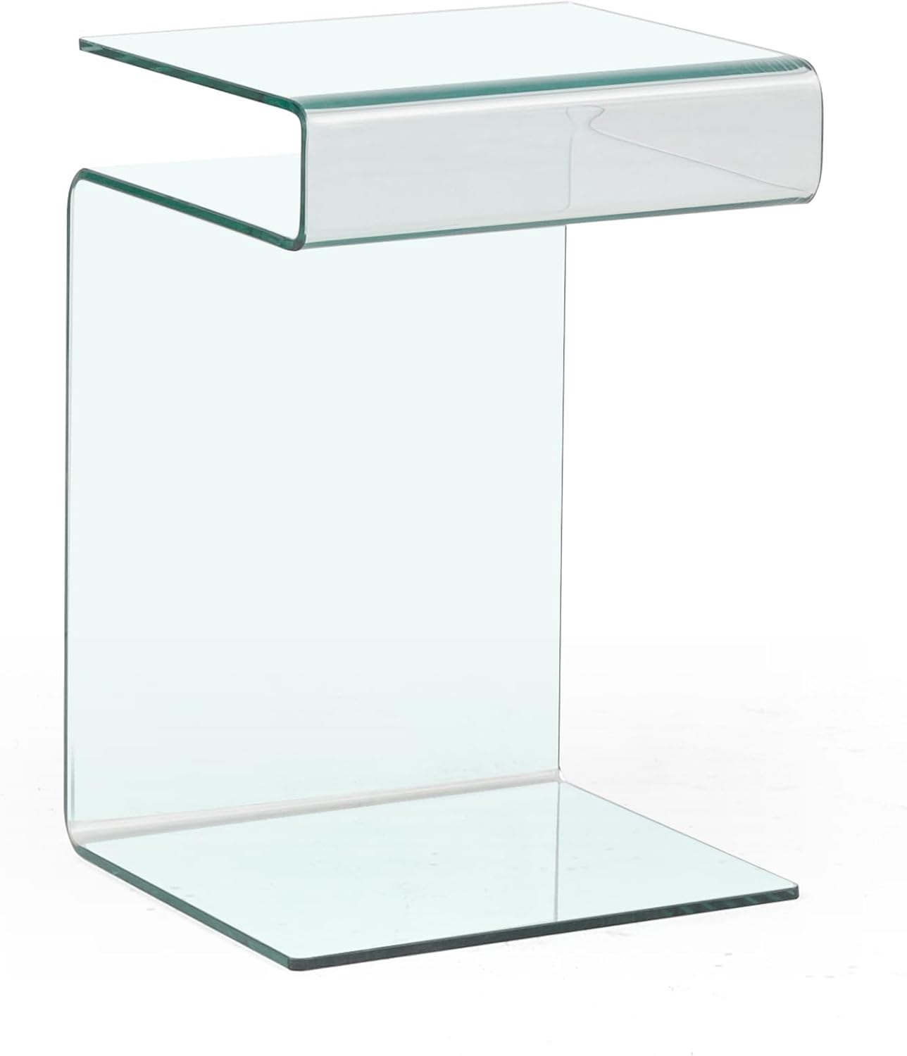 Glass Nightstand End Table, S-Shape Bedside Tables for Bedroom, Modern Small Clear Side Table for Living Room, Sofa Table (Clear S-Shape)