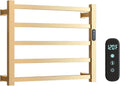 Luxury Heated Towel Rack Wall Mounted Towel Warmers, 5 Bars Towel Warmer Rack for Bathroom with Timer & Temperature Multi-Level Adjustable, Hardwired and Plug-in Compatible (Brushed Gold)