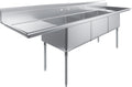 Three Compartment Stainless Steel Commercial Kitchen Prep & Utility Sink | Bowl Size 24' x 24' X 14' | NSF Certified (Size 120' x 30' x 43')