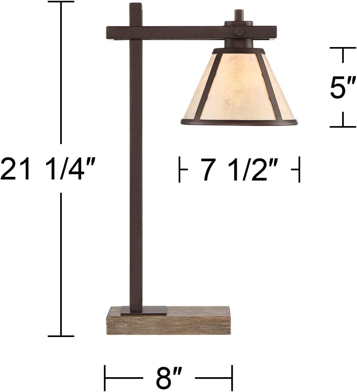 Franklin Iron Works Maricopa Rustic Farmhouse Desk Table Lamp with USB and AC Power Outlet in Base 21.25' High Bronze Wood Mica Shade for Cottage Core Living Room Bedroom House Bedside Nightstand