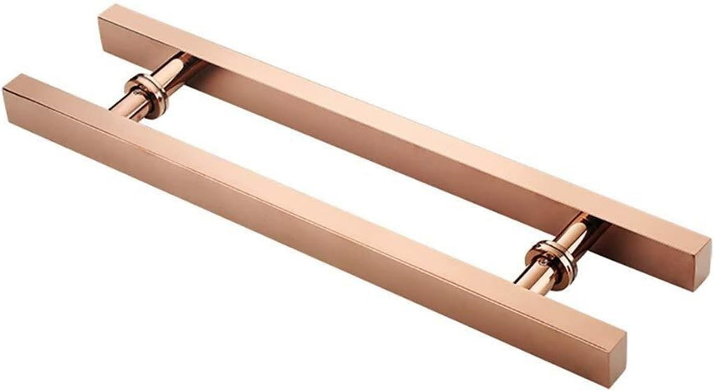 Rose Gold Handle,Door Hardware Heavy Duty Stainless Steel Square Tube Door Pull Handle/Glass Door Handle/Barn Door Sliding Handrail