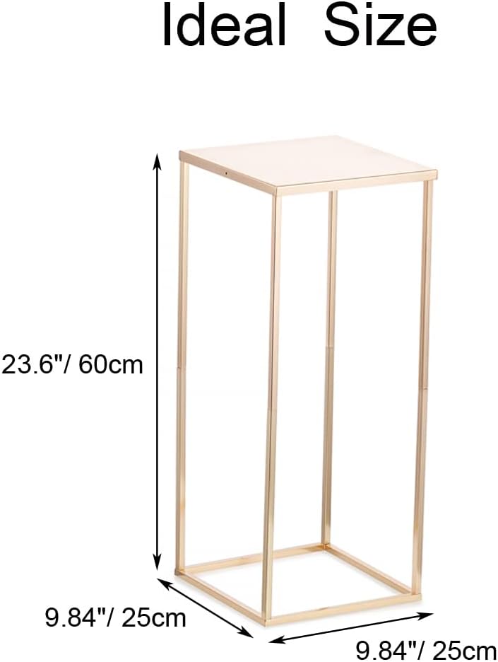 Gold Metal Cube Vase Stand for Wedding Centerpieces, 23.6in Tall, 10 Pcs