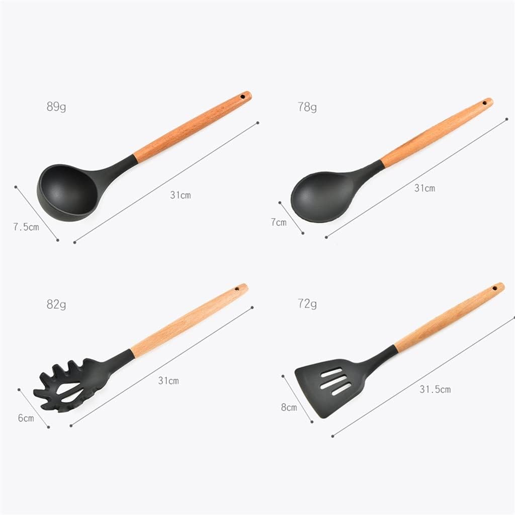 Cooking Utensil Set Wooden Handle Spatula Soup Spoon Colander Non-stick Cookware Kitchen Tools
