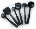 6pcs/set Black Kitchen Utensils Set Non-stick Kitchenware Cooking Tools Spoon Soup Ladle Spatula Shovel Tools Gadget Accessories